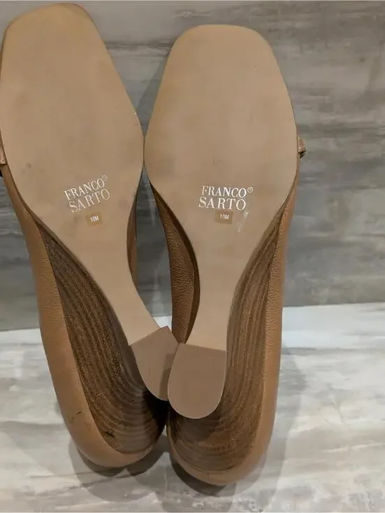 Franco Sarto Women's Tan Leather Buckle Accent Pumps 10M - Picture 6 of 8
